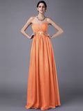 A-Line/Princess Sweetheart Sleeveless Beading Pleats Long Chiffon Bridesmaid Dresses TPP0005818