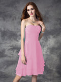 A-line/Princess Strapless Ruffles Sleeveless Short Chiffon Bridesmaid Dresses TPP0005837