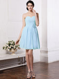 A-Line/Princess Sweetheart Sleeveless Pleats Hand-Made Flower Chiffon Bridesmaid Dresses TPP0005875