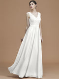 A-Line/Princess V-neck Sleeveless Floor-Length Ruffles Chiffon Bridesmaid Dresses TPP0005747