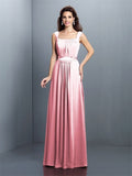 A-Line/Princess Square Pleats Sleeveless Long Chiffon Bridesmaid Dresses TPP0005726