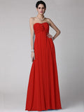 Sheath/Column Strapless Sleeveless Ruffles Long Chiffon Bridesmaid Dresses TPP0005816