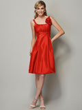 A-Line/Princess Straps Sleeveless Pleats Short Taffeta Bridesmaid Dresses TPP0005769