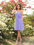 A-Line/Princess Sweetheart Hand-Made Flower Sleeveless Short Chiffon Bridesmaid Dresses TPP0005724