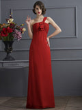 Sheath/Column One-Shoulder Sleeveless Pleats Long Chiffon Bridesmaid Dresses TPP0005791