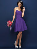 A-Line/Princess Sweetheart Pleats Sleeveless Short Taffeta Bridesmaid Dresses TPP0005783