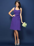 Sheath/Column Halter Bowknot Sleeveless Short Chiffon Bridesmaid Dresses TPP0005707