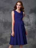 A-line/Princess Scoop Ruffles Sleeveless Short Chiffon Bridesmaid Dresses TPP0005711