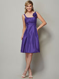 A-Line/Princess Straps Sleeveless Pleats Short Taffeta Bridesmaid Dresses TPP0005769