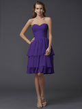 Sheath/Column Sweetheart Sleeveless Short Chiffon Bridesmaid Dresses TPP0005867