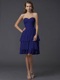 Sheath/Column Sweetheart Sleeveless Short Chiffon Bridesmaid Dresses TPP0005867