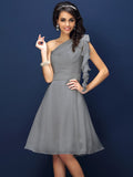 A-Line/Princess One-Shoulder Sleeveless Short Chiffon Bridesmaid Dresses TPP0005767