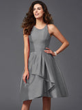 A-Line/Princess Scoop Ruffles Sleeveless Short Taffeta Bridesmaid Dresses TPP0005721