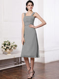 Sheath/Column Straps Sleeveless Sash Pleats Short Chiffon Bridesmaid Dresses TPP0005805