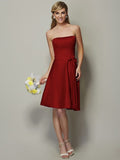 A-Line/Princess Strapless Sleeveless Bowknot Short Satin Bridesmaid Dresses TPP0005863