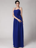 Sheath/Column Halter Sleeveless Hand-Made Flower Long Chiffon Bridesmaid Dresses TPP0005817