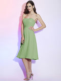 A-Line/Princess Strapless Sleeveless Pleats Short Chiffon Bridesmaid Dresses TPP0005750