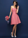 A-Line/Princess Sweetheart Pleats Sleeveless Short Taffeta Bridesmaid Dresses TPP0005783