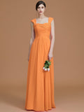 A-Line/Princess Sweetheart Sleeveless Floor-Length Ruched Chiffon Bridesmaid Dresses TPP0005828