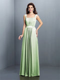 A-Line/Princess Square Pleats Sleeveless Long Chiffon Bridesmaid Dresses TPP0005726