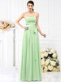 A-Line/Princess Strapless Sash/Ribbon/Belt Sleeveless Long Chiffon Bridesmaid Dresses TPP0005731