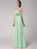 Sheath/Column Sweetheart Sleeveless Pleats Hand-Made Flower Long Chiffon Bridesmaid Dresses TPP0005798