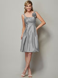 A-Line/Princess Straps Sleeveless Pleats Short Taffeta Bridesmaid Dresses TPP0005769