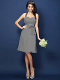 Sheath/Column Halter Bowknot Sleeveless Short Chiffon Bridesmaid Dresses TPP0005707