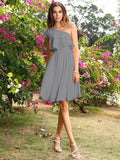 A-Line/Princess One-Shoulder Sleeveless Short Chiffon Bridesmaid Dresses TPP0005775