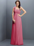 A-Line/Princess Strapless Hand-Made Flower Sleeveless Long Chiffon Bridesmaid Dresses TPP0005737