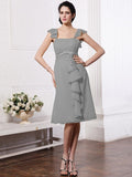 A-Line/Princess Straps Sleeveless Ruffles Ruched Short Chiffon Bridesmaid Dresses TPP0005834