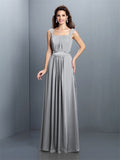 A-Line/Princess Square Pleats Sleeveless Long Chiffon Bridesmaid Dresses TPP0005726