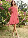 A-Line/Princess One-Shoulder Sleeveless Short Chiffon Bridesmaid Dresses TPP0005775