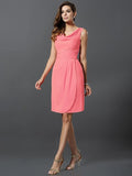 A-Line/Princess Scoop Pleats Sleeveless Short Chiffon Bridesmaid Dresses TPP0005728