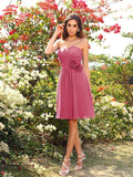 A-Line/Princess Sweetheart Hand-Made Flower Sleeveless Short Chiffon Bridesmaid Dresses TPP0005724