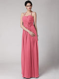 Sheath/Column Halter Sleeveless Hand-Made Flower Long Chiffon Bridesmaid Dresses TPP0005817