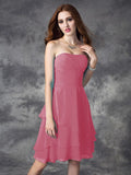 A-line/Princess Strapless Ruffles Sleeveless Short Chiffon Bridesmaid Dresses TPP0005837