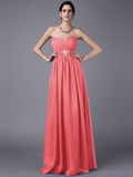 A-Line/Princess Sweetheart Sleeveless Beading Pleats Long Chiffon Bridesmaid Dresses TPP0005818