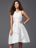 A-Line/Princess Scoop Ruffles Sleeveless Short Taffeta Bridesmaid Dresses TPP0005721