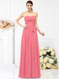 A-Line/Princess Strapless Sash/Ribbon/Belt Sleeveless Long Chiffon Bridesmaid Dresses TPP0005731