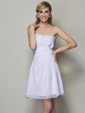 A-Line/Princess Strapless Sleeveless Pleats Applique Short Chiffon Bridesmaid Dresses TPP0005739