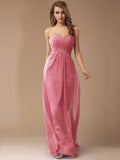 Sheath/Column Sweetheart Sleeveless Long Beading Ruffles Chiffon Bridesmaid Dresses TPP0005772