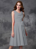 A-line/Princess Scoop Ruffles Sleeveless Short Chiffon Bridesmaid Dresses TPP0005711