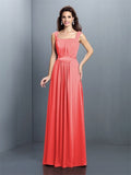 A-Line/Princess Square Pleats Sleeveless Long Chiffon Bridesmaid Dresses TPP0005726