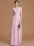 A-Line/Princess Sweetheart Sleeveless Floor-Length Ruched Chiffon Bridesmaid Dresses TPP0005828