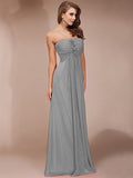 Sheath/Column Ruffles Long Sleeveless Chiffon Bridesmaid Dresses TPP0005717