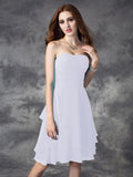 A-line/Princess Strapless Ruffles Sleeveless Short Chiffon Bridesmaid Dresses TPP0005837