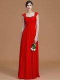 A-Line/Princess Sweetheart Sleeveless Floor-Length Ruched Chiffon Bridesmaid Dresses TPP0005828