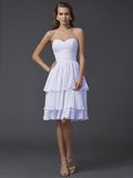 Sheath/Column Sweetheart Sleeveless Short Chiffon Bridesmaid Dresses TPP0005867