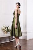 A-Line/Princess Square Sleeveless Ruffles Short Taffeta Bridesmaid Dresses TPP0005855